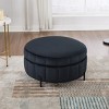 31.5" Round Velvet Storage Ottoman,Upholstered Footstool,Tufted Pumpkin-Shape Accent Ottoman for Living Room or Bedroom-Maison Boucle - 2 of 4