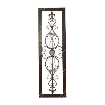 Metal Scroll Ornate Wall Decor with Black Frame Brown - Olivia & May