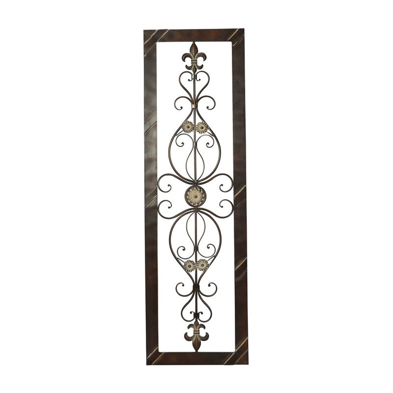 Metal Scroll Ornate Wall Decor with Black Frame Brown - Olivia &#38; May, 1 of 9