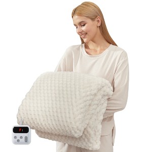 Electric Blanket with 6 Temperature Settings, Automatic Power-off After 9 Hhours, Comfortable and Soft Wool, Quick-Heating, Machine Washable - 1 of 4