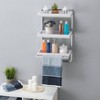 Danya B. 10.5" x 16" 3 Tier Wall Shelving Unit with Towel Rack and Trays Chrome/White: Floating Storage, Metal Frame - 3 of 4