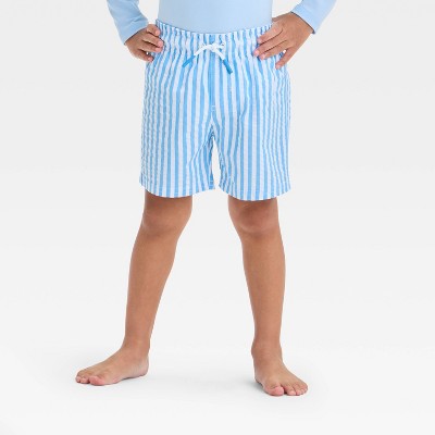 Toddler Boys' Striped Seersucker Swim Shorts - Cat & Jack™ Blue