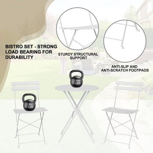 3-Piece Patio Bistro Set, Includes 2 Folding Chairs and 1 Foldable Table, Metal Outdoor Furniture for Balcony - 1 of 4