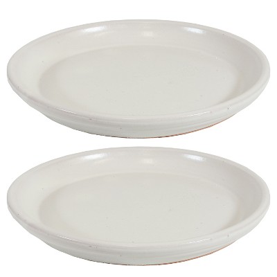 Sunnydaze Outdoor/Indoor High-Fired Glazed UV- and Frost-Resistant Ceramic Flower Pot Planter Saucers - 2-Pack