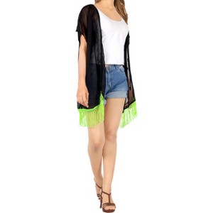 LA LEELA Women's Open Front Summer Vacation Beachwear Short Bathing Suit Cardigan Holiday Swimwear Duster Beach Swim - 1 of 4