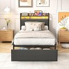 ALEXOUN Platform Bed with 2 Tier Storage Headboard & Storage Basket at the End of Bed,No Box Spring Needed,(Only Includes Bed Frame) - 2 of 4