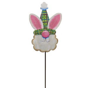 29.0 Inch Bunny Gnome Garden Stake Holiday Bunny Face Decorative Garden Stakes - 1 of 3