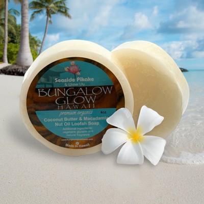 MADE IN HAWAII, Seaside Pikake + Water Lily Premium Organics Coconut Butter Loofah Soap