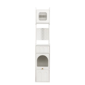 Gulches 13 in W x 13 in D x 70 in H White Particleboard MDF Free Standing Decorative Storage Cabinets with 2 Drawers 2 Glass Doors Pegboard in White - 1 of 4