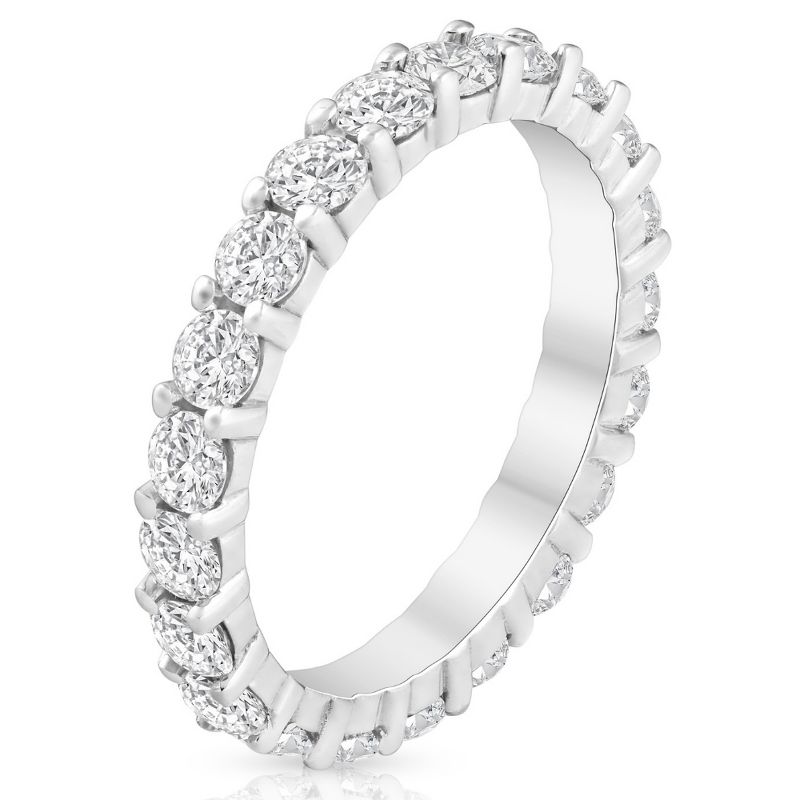 Pompeii3 2 Ct Lab Created Diamond Eternity Ring Womens Wedding Band 14k White Gold, 3 of 6