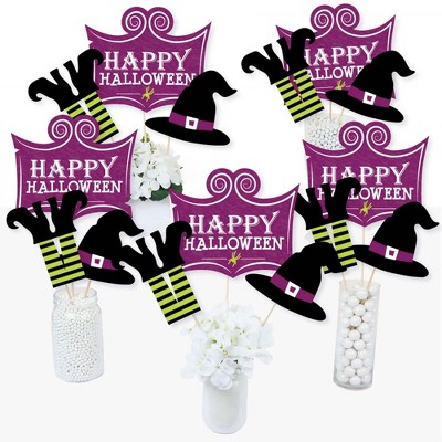 Big Dot of Happiness Happy Halloween - Witch Party Centerpiece Sticks - Table Toppers - Set of 15