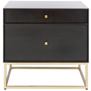 Adelyn 2 Drawer Nightstand - SFV7209 - Charcoal/Gold - Safavieh Couture - 1 of 4