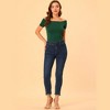 INSPIRE CHIC Women's Short Sleeves Off The Shoulder Stretchy Fabric Solid Crop Top - 3 of 4