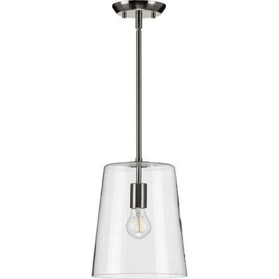 Clarion 9" Polished Nickel Pendant with Clear Glass Shade