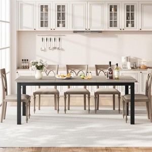 Industrial Dining Table for 6-8 People, 78.7" Long Wooden Kitchen Table with Sturdy Metal Frame - Seats 6 Rectangular Counter - 1 of 4