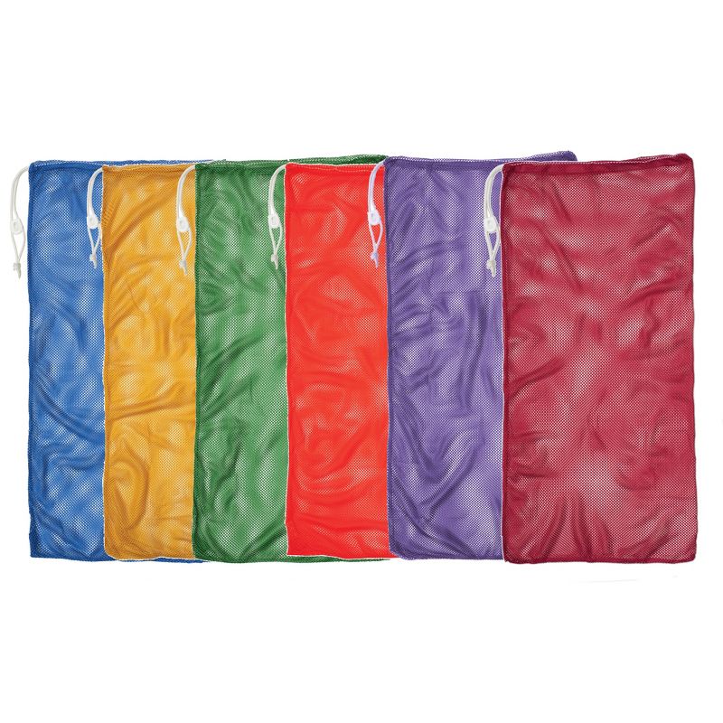 Champion Sports Mesh Equipment Bag, 24" x 48", Assorted Colors, Pack of 6, 1 of 2
