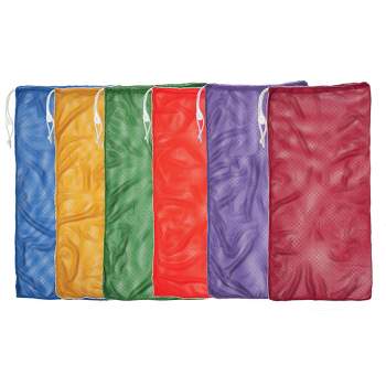 Champion Sports Mesh Equipment Bag, 24" x 48", Assorted Colors, Pack of 6