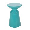 Okak Outdoor Side Tables Set of 2,  Flared Design Waterproof Metal Portable Patio End Table Nightstand Outdoor/Indoor for Garden Balcony Yard, Teal - 4 of 4