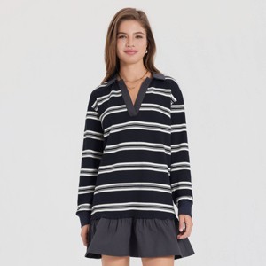 Women's Long Sleeve Mini Polo Dress - A New Day™ - 1 of 4