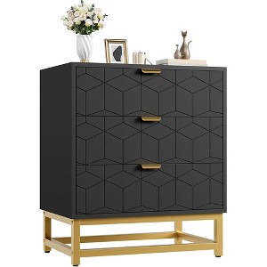 Dresser for Bedroom, 3 Drawer Dresser with Metal Legs, Wood Dressers Chest Organizer with Storage - 1 of 4