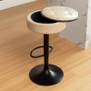 CAVINAS Round Storage Bar Stool, Height Adjustable Barstool, 360° Counter Height Swivel Dining Chair, PU Leather Padded Seat, Armless Bar Chair- 2PCS - 2 of 4