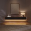POVISON 79" Modern Floating TV Console with LED Lights, Dark Wood & Black Wall-Mounted Media Console with Storage - 2 of 4