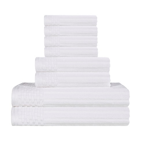 Blue Nile Mills 8 Piece Soft Super Absorbent Face Cloth Hand Towels  Bathroom Bath Towel Set