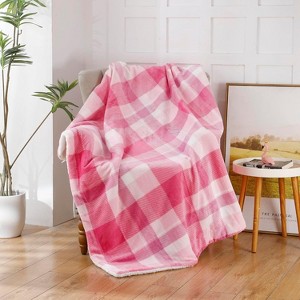 Lomsoe 1pc Valentine Pink Plaid Throw Flannel Blanket,Valentine¡®s