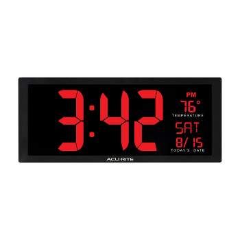 AcuRite 14.5" Digital Clock with Indoor Temperature Red