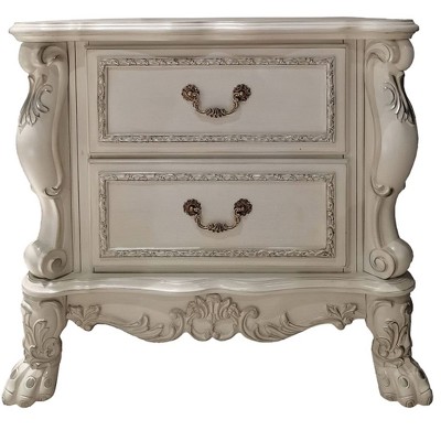 Dresden II Bone White 2-Drawer Ornate Nightstand