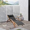 Gulches Outdoor Chaise Wood Lounge Chair with Pillow, Armrests, Breathable Sling Mesh and Comfortable Curved Design for Patio, Deck, and Poolside - 2 of 4