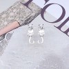 Boho Silver Floating Cat Ear Jacket Earrings – 3D Hanging Stud Jewelry for Women - 4 of 4