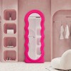 Beautyolove 24 in. W x 63 in. H Irregular Pink Wood Framed Full Length Floor Mirror Wavy Full Body Mirror - 2 of 4