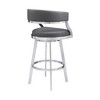 Armen Living 30" Saturn Faux Leather Stainless Steel Barstool Gray: Swivel, Low Back, Footrest, Fixed Height - 3 of 4