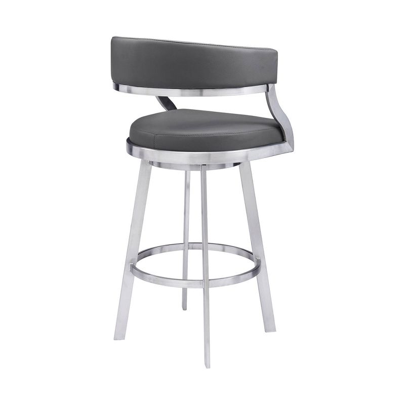 30&#34; Saturn Faux Leather Stainless Steel Barstool Gray - Armen Living, 4 of 10