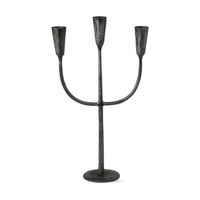 tagltd Cody Black Metal Trident 3 Taper Holder Candlestick Holder, 8.75L x 3.25W x 16.0H inches