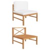 vidaXL Sectional Sofa Patio Modular Seat with Cushions and Table Solid Teak Wood - Cream Middle Sofa - 2 of 4