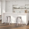 Merrick Lane Backless Metal Stool with Square Seat for Indoor-Outdoor Use - image 2 of 4