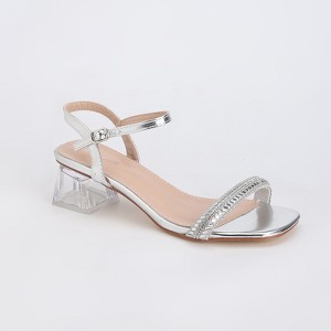 Berness Women's Hallie Rhinestone Clear Block Heel Sandals - 1 of 4