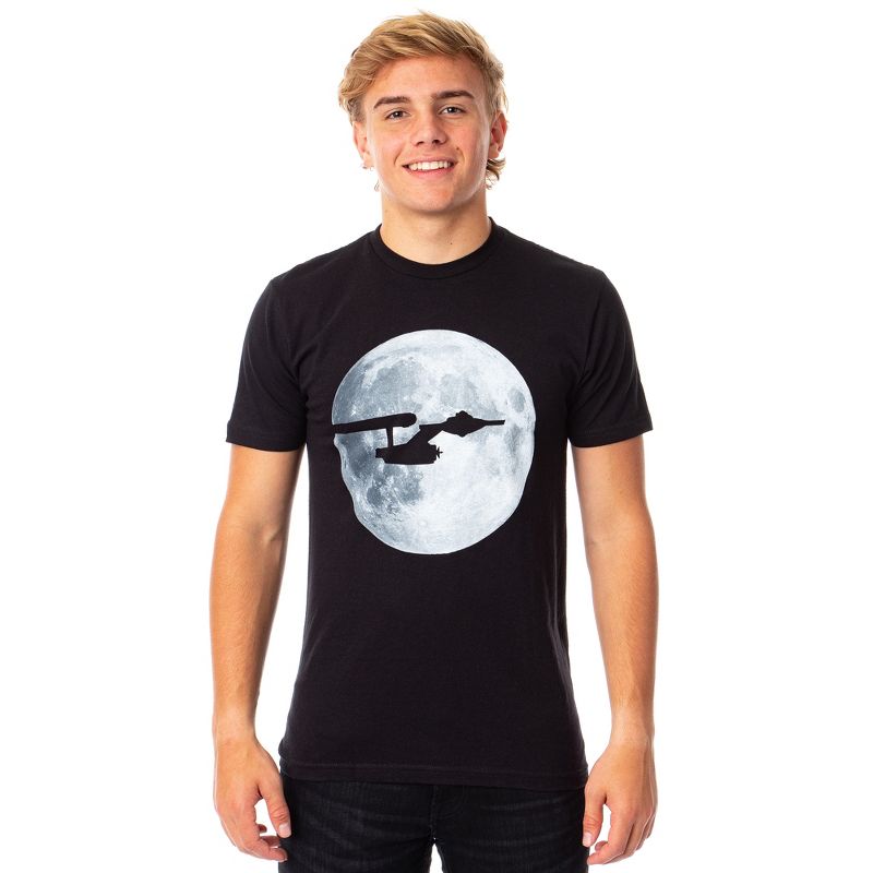 Star Trek Starship Enterprise Silhouette Moon Background T-Shirt, 1 of 6