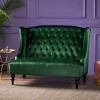Velvet Modern Glam Wingback Loveseat Sofa with Button Tufted Diamond Stitch and Turned Legs for Living Room - 3 of 4