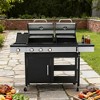 BAOURE 3-Burner Propane Charcoal Combo Grill with Side Burner, 37,230 BTU Hybrid Outdoor Barbecue, Enameled Cast Iron Grids Temperature Control System - 4 of 4