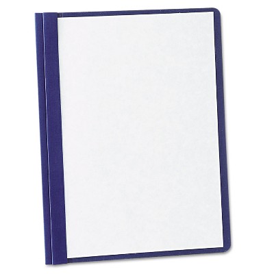 Oxford Paper Report Cover Tang Clip Letter 1/2" Capacity Clear/Navy 5/Pack 50443