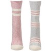 Memoi 2 Pair Women's Ribbed Stripe Buttersoft Crew Socks Alloy 9-11 - 2 of 4
