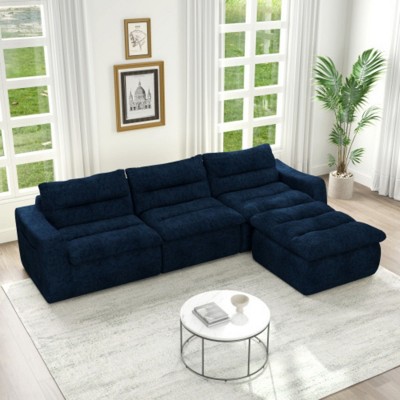 Right sofa seat, L-shaped modular combined sofa, compressed combined sofa, modern lazy style comfortable beanbag sofa-Beige