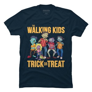 Men's Design By Humans The Walking Kids Trick Or Treat Halloween Gift By MONSTERVILLE T-Shirt - 1 of 4