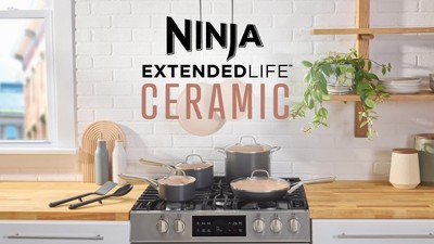 Ninja Extended Life Premium Ceramic Cookware 9 Piece Pots & Pans Set,  Nonstick, PFAS Free, Ceramic Coated, Oven Safe to 550°F, All Stovetops 