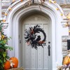20 Inch Halloween Owl Wreath, Halloween Garland with Natural Vines and Black Artificial Roses - 4 of 4
