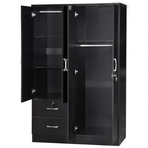 Better Home Products Luna Modern Wood 4 Doors 2 Drawers Armoire in Black - 1 of 3