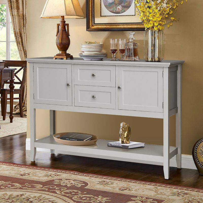 Costway Sideboard Buffet Table Wooden Console Table w/ Drawers & Storage Cabinets Blue/Brown/Gray/Beige, 2 of 11